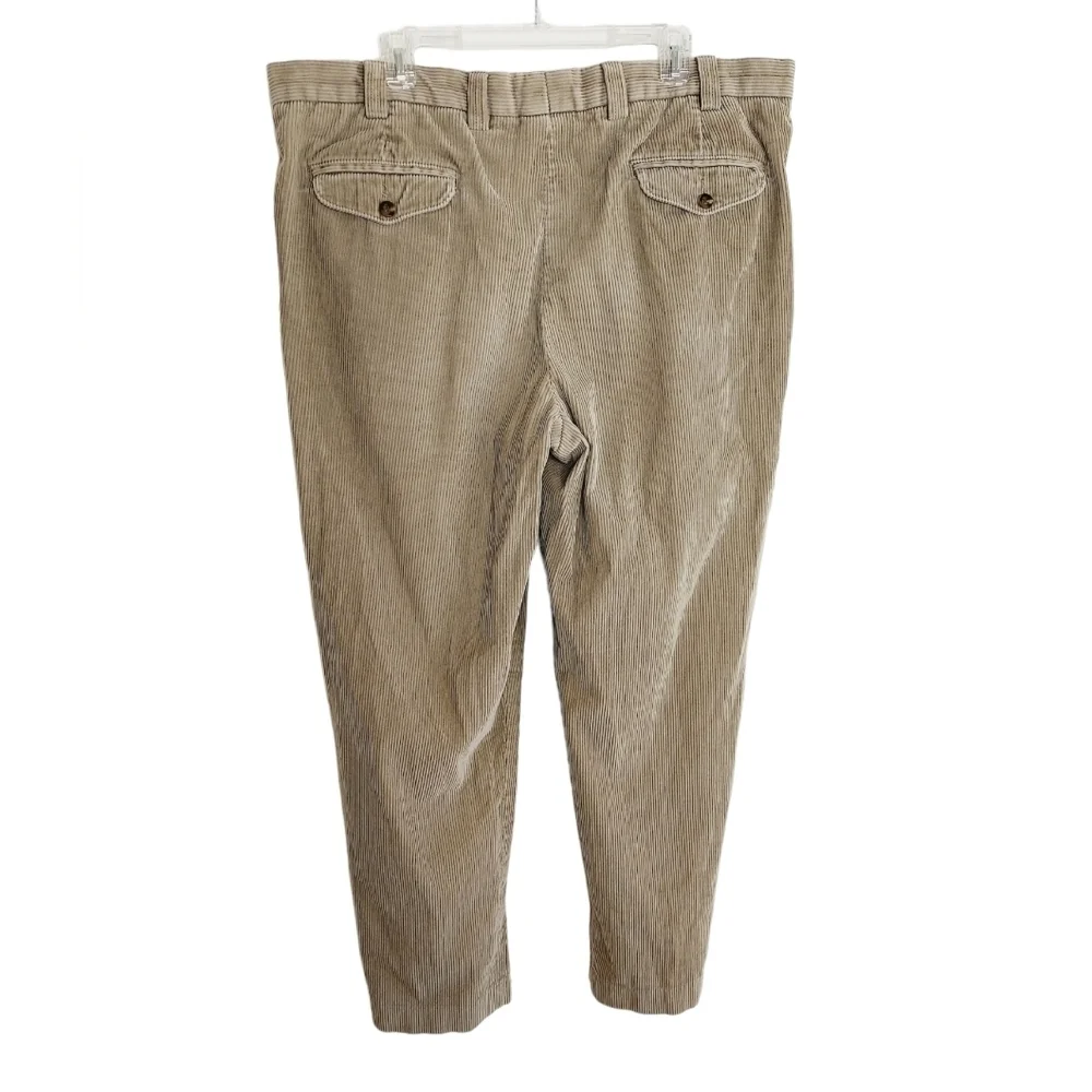 LL Bean Men's Corduroy Pants Classic Fit Khaki Tan Wide Wale Cord Size 42 X 33